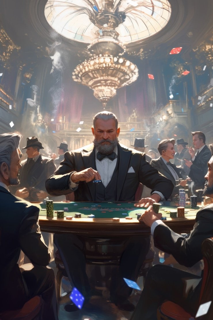 Live Bandar Poker table broadcast with multiple players